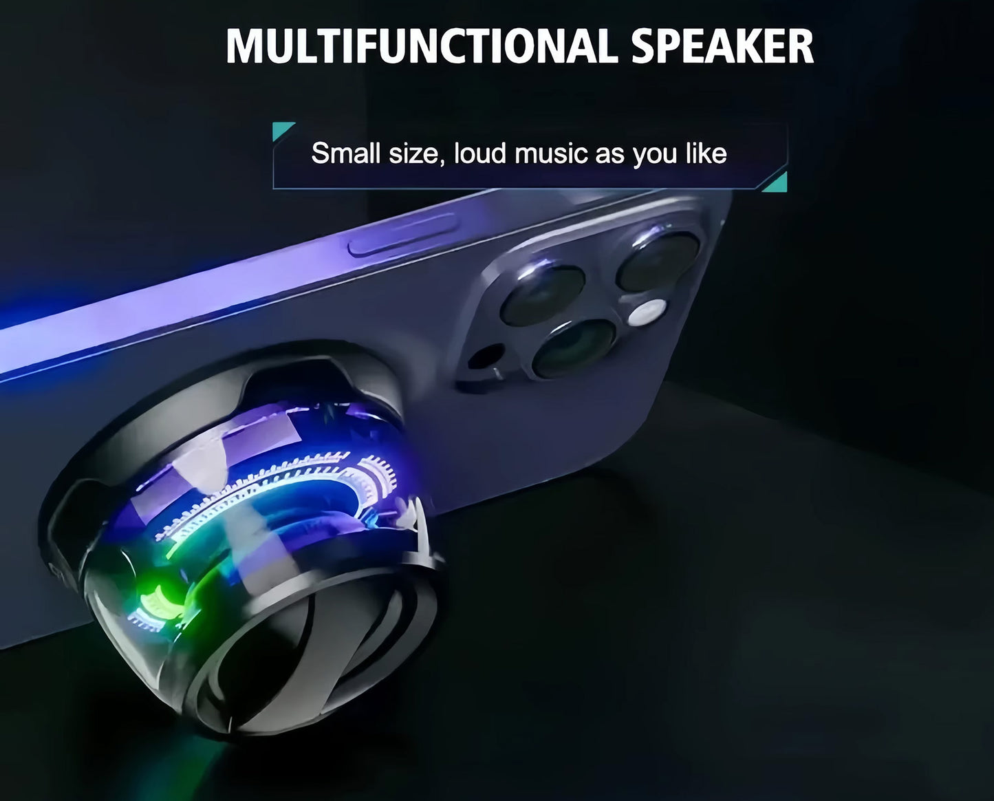 Mini Magnetic Hi-Fi Bluetooth 5 Watt Speaker and Phone Stand with LED Light - Purple