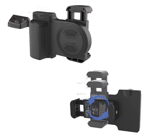 Smartphone Bluetooth Comfort-Hold Handle with Detachable Remote, Hands-Free Selfie Function and Adjustable Rotating Phone Clip