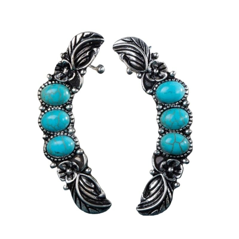 Handcrafted Silver Earrings with Turquoise Stones