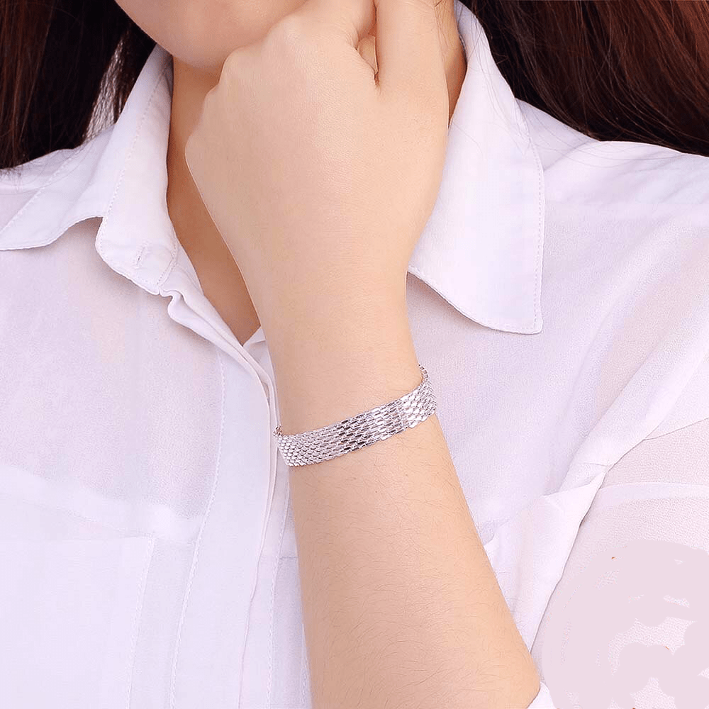 Sterling Silver Adjustable Mesh Bracelet 7-Inch to 9-Inch