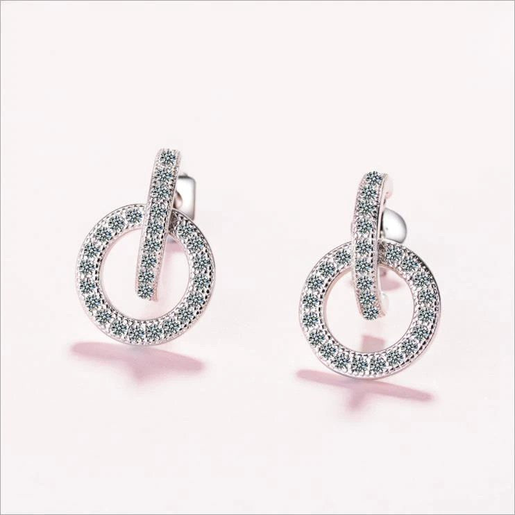 Elegant Sterling Silver CZ Necklace and Earrings Set
