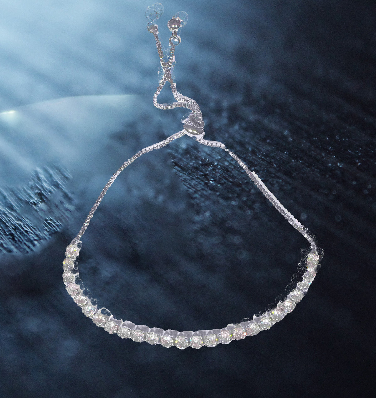 Sparkling Sterling Silver Adjustable Cubic Zirconia Tennis Bracelet