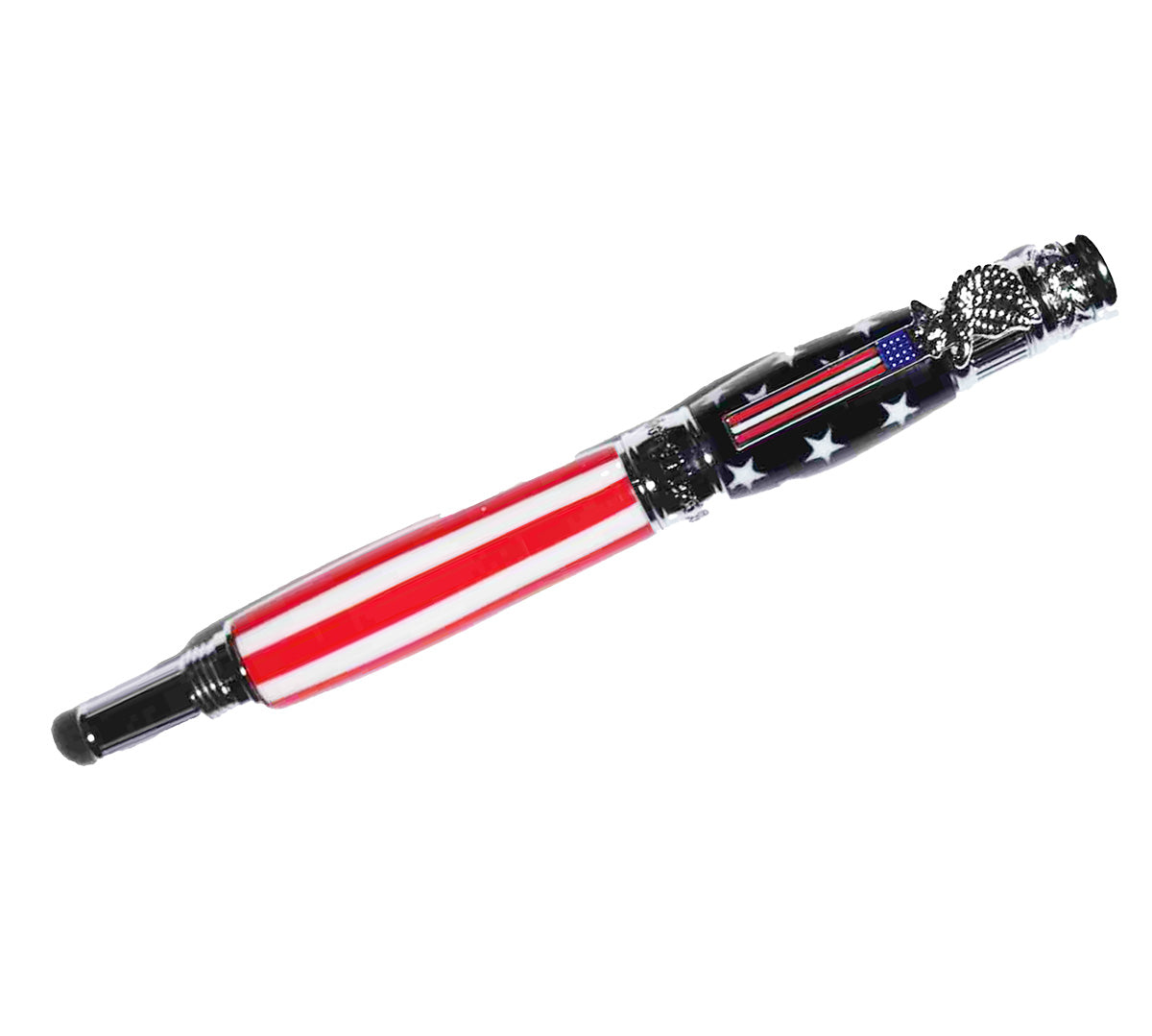 Handcrafted American Flag Rollerball Pen – Patriotic Acrylic Pen with Chrome Hardware – Made in USA