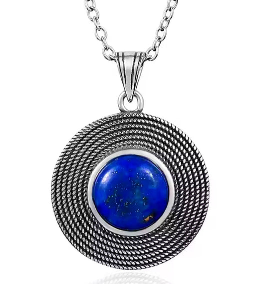 Celestial Elegance Sterling Silver Lapis Lazuli Pendant