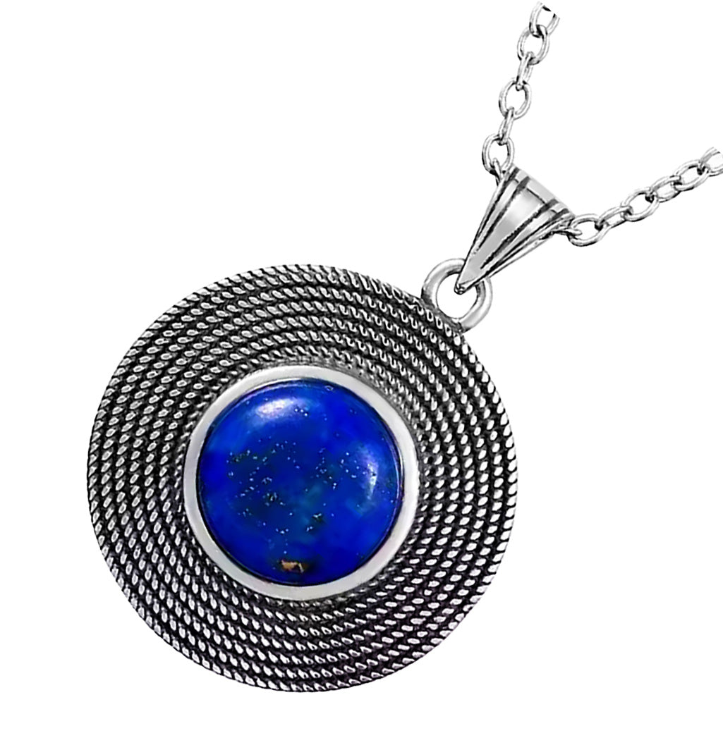 Celestial Elegance Sterling Silver Lapis Lazuli Pendant