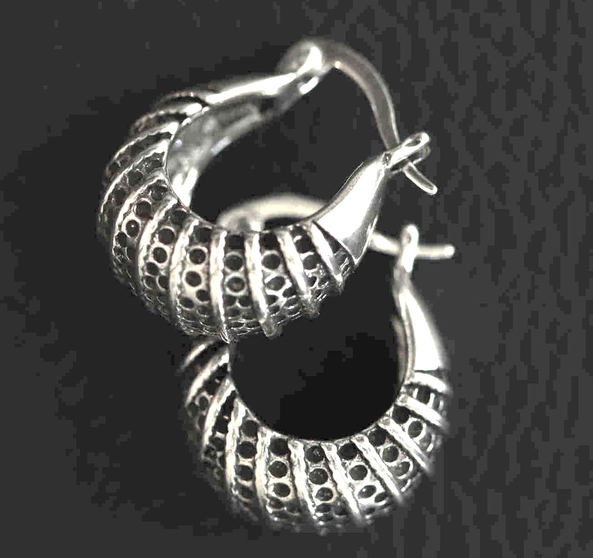 Contemporary and Classy Sterling Silver 16mm Hoop Earrings with Intricate Design