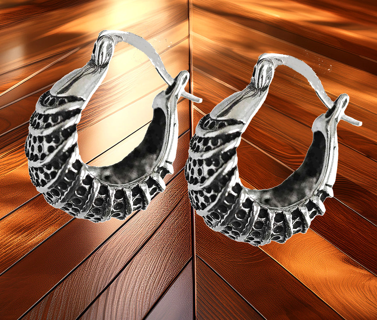 Contemporary and Classy Sterling Silver 16mm Hoop Earrings with Intricate Design