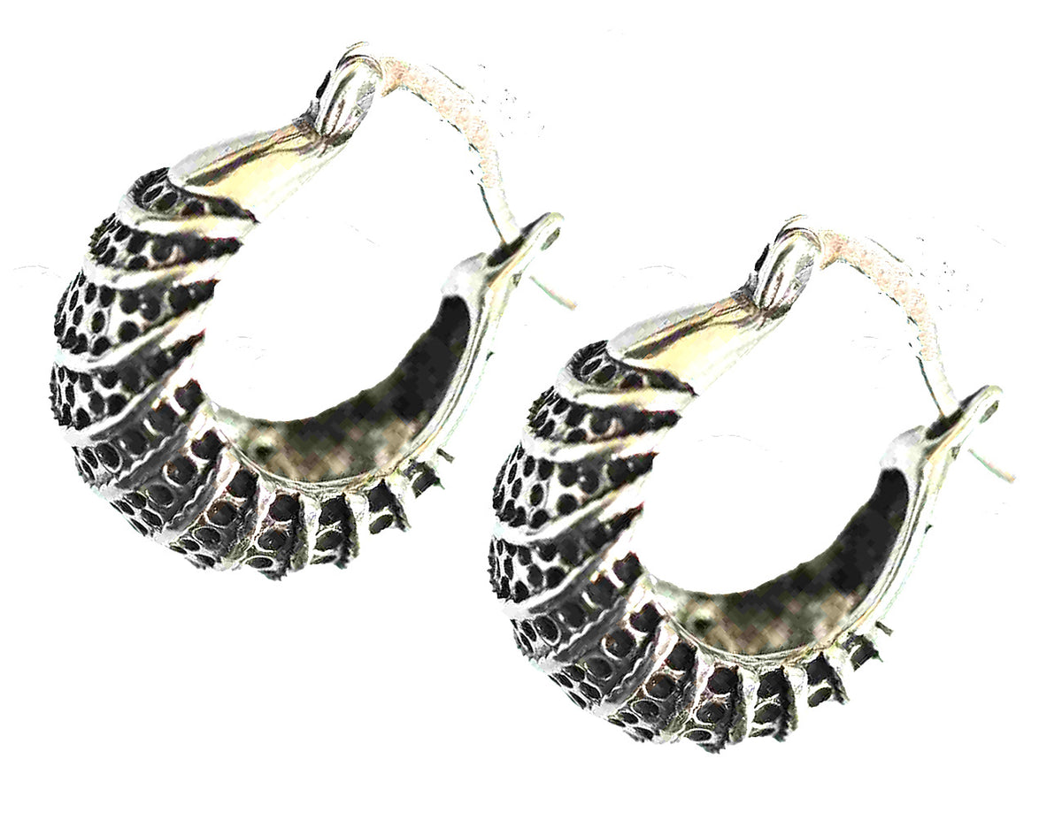Contemporary and Classy Sterling Silver 16mm Hoop Earrings with Intricate Design