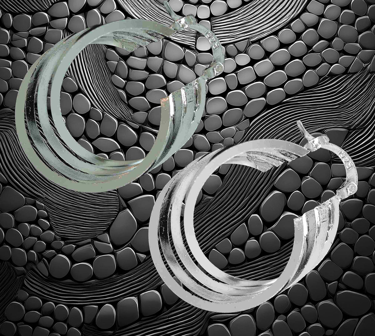 Elegant 29mm Sterling Silver Multi-Hoop Earrings – Lightweight, Hypoallergenic & Stylish Layered Design for Modern Elegance