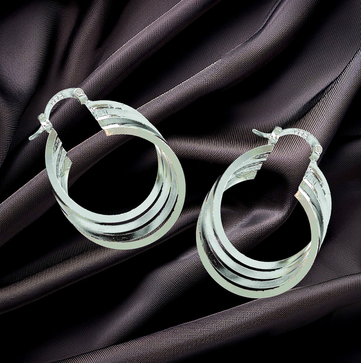 Elegant 29mm Sterling Silver Multi-Hoop Earrings – Lightweight, Hypoallergenic & Stylish Layered Design for Modern Elegance