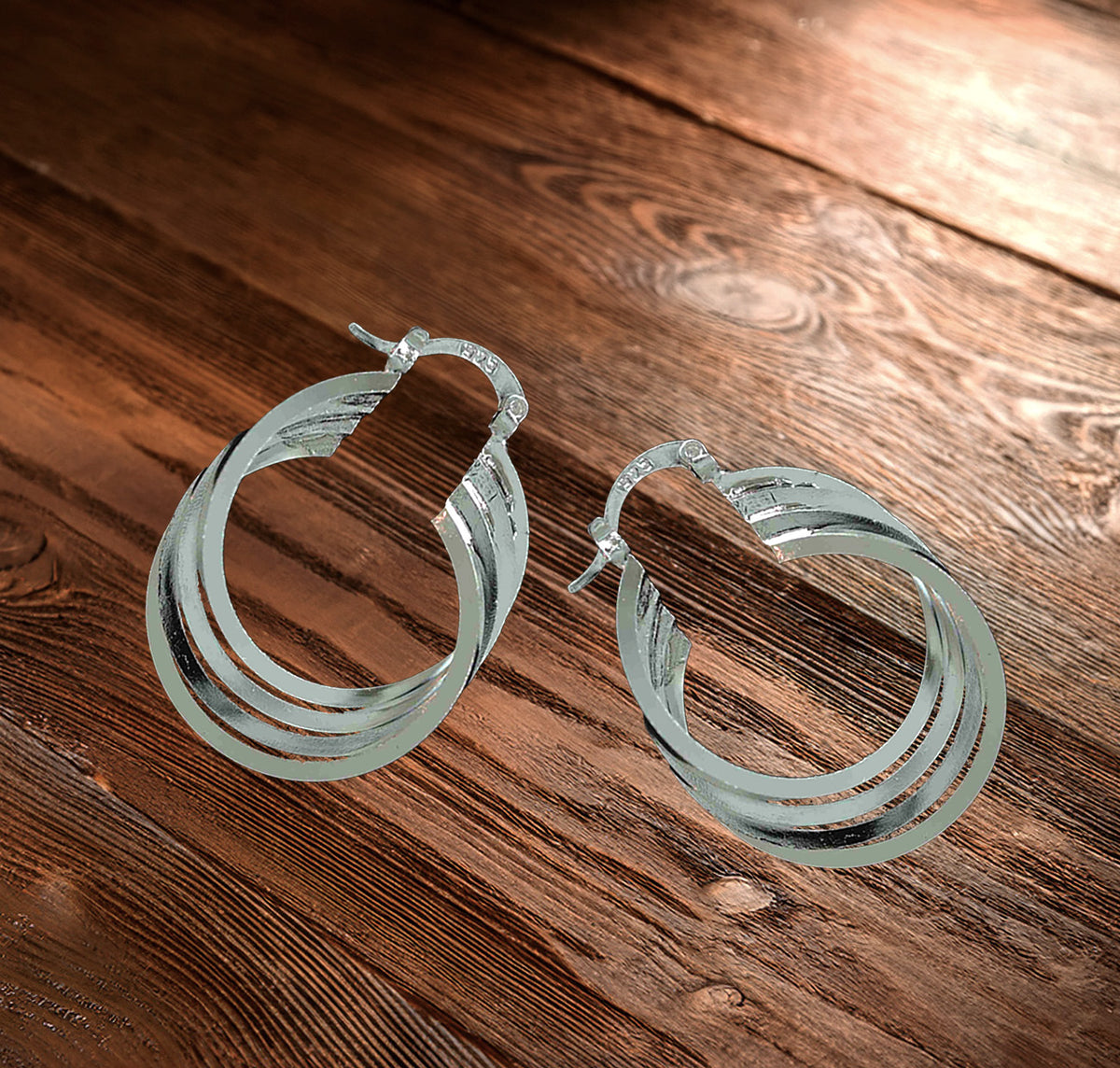 Elegant 29mm Sterling Silver Multi-Hoop Earrings – Lightweight, Hypoallergenic & Stylish Layered Design for Modern Elegance