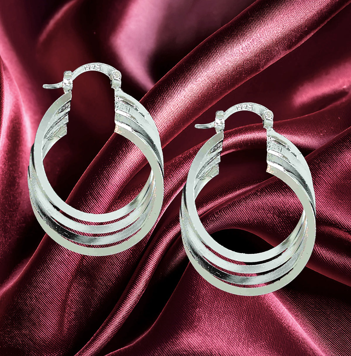 Elegant 29mm Sterling Silver Multi-Hoop Earrings – Lightweight, Hypoallergenic & Stylish Layered Design for Modern Elegance