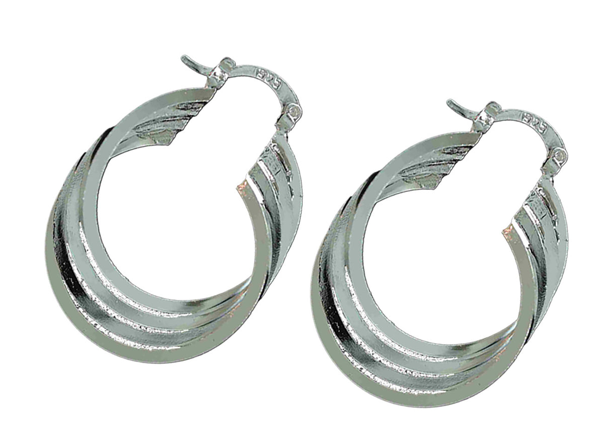 Elegant 29mm Sterling Silver Multi-Hoop Earrings – Lightweight, Hypoallergenic & Stylish Layered Design for Modern Elegance