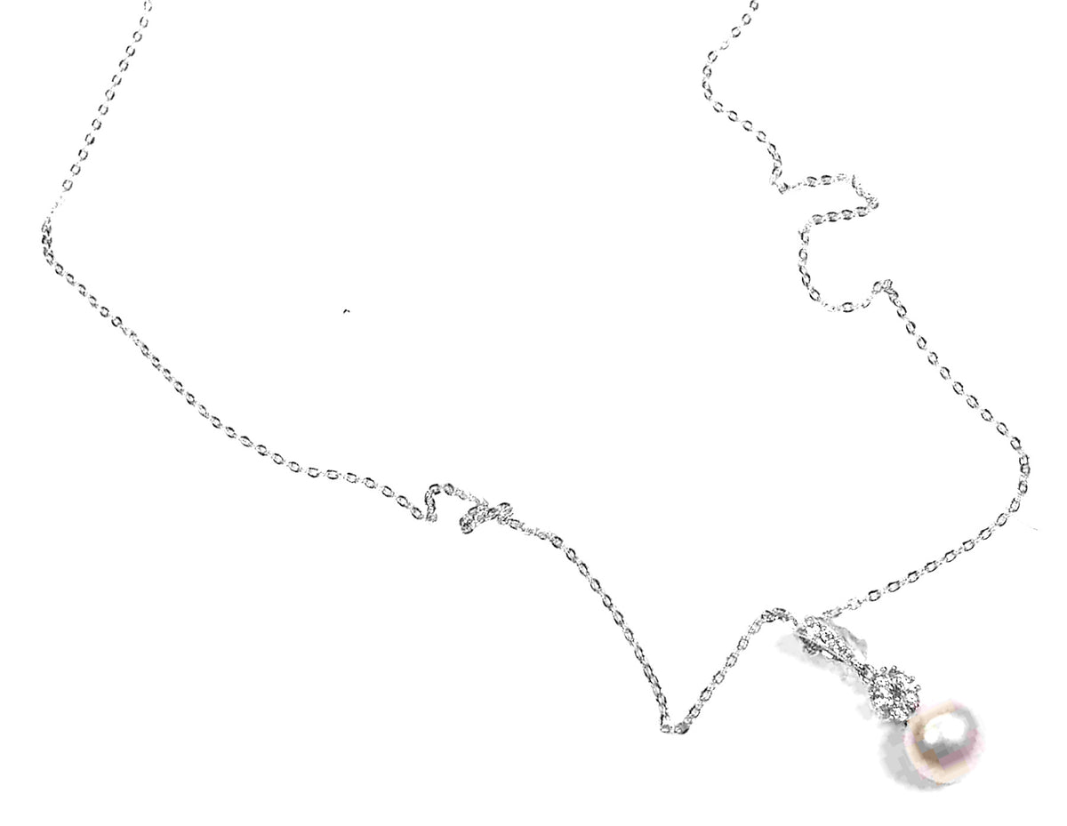 Eternal Bloom Sterling Silver Freshwater Pearl Pendant with Sparkling CZ Flower Accent