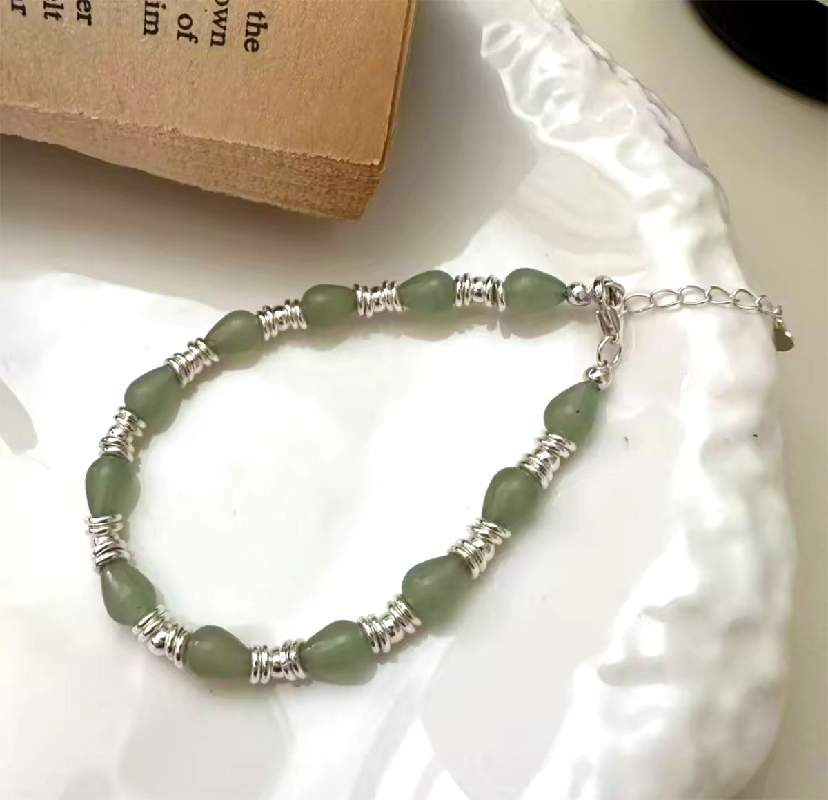 Eternal Harmony Sterling Silver and Jade Bead Bracelet – Where Serenity Meets Elegance