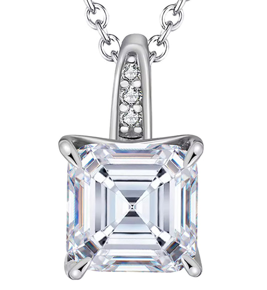 Everlasting Love Sterling Silver Princess Cut CZ Pendant with Sparkling Accents