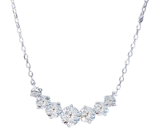 Everlasting Smile Sterling Silver CZ Necklace with Graduated Sparkle of Seven Brilliant Cut Stones