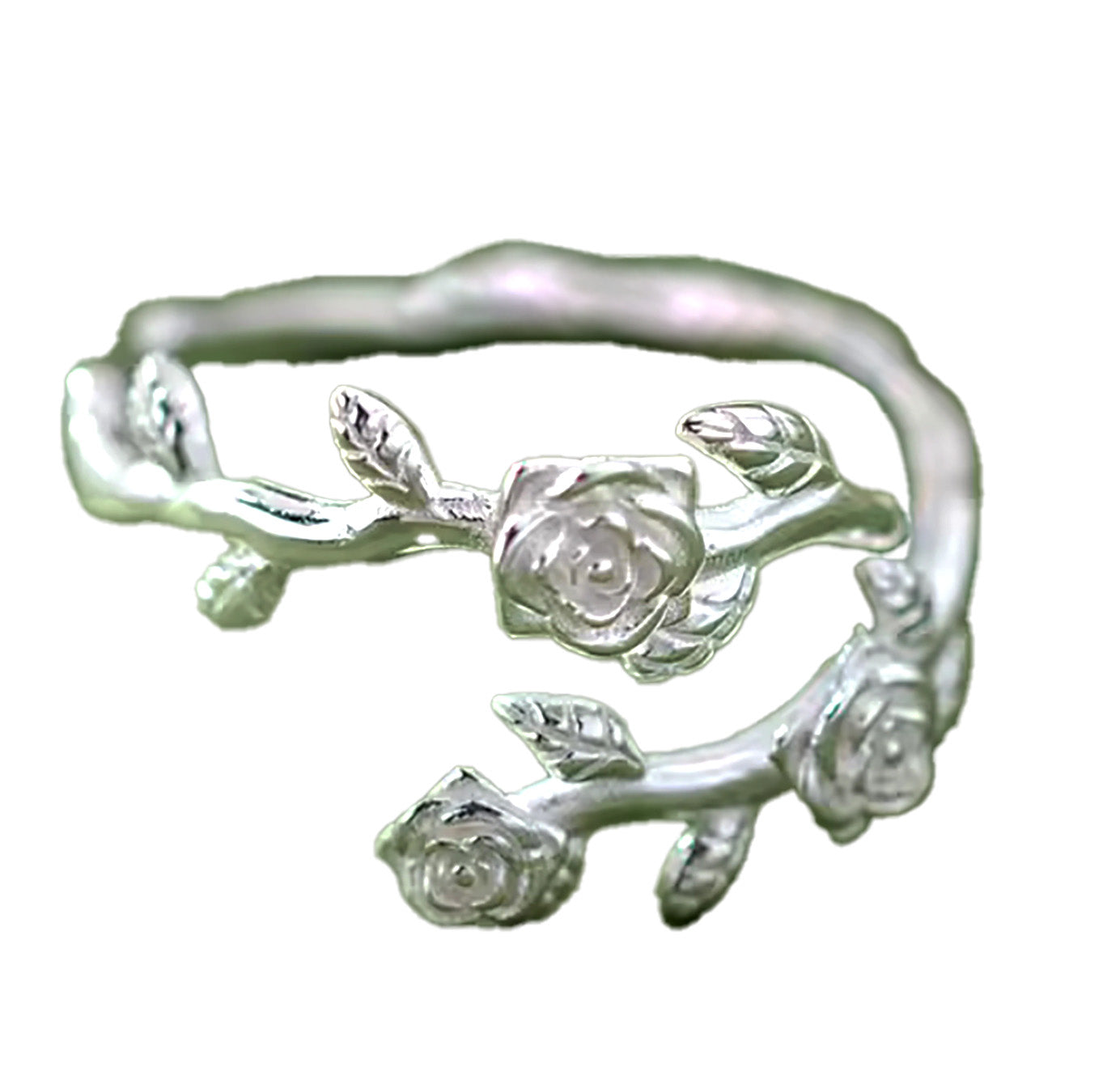 Forever in Bloom – Sterling Silver Rose Adjustable Ring