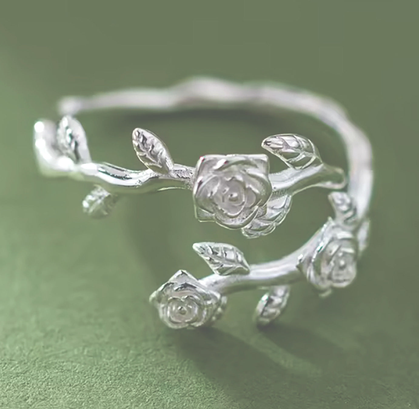 Forever in Bloom – Sterling Silver Rose Adjustable Ring