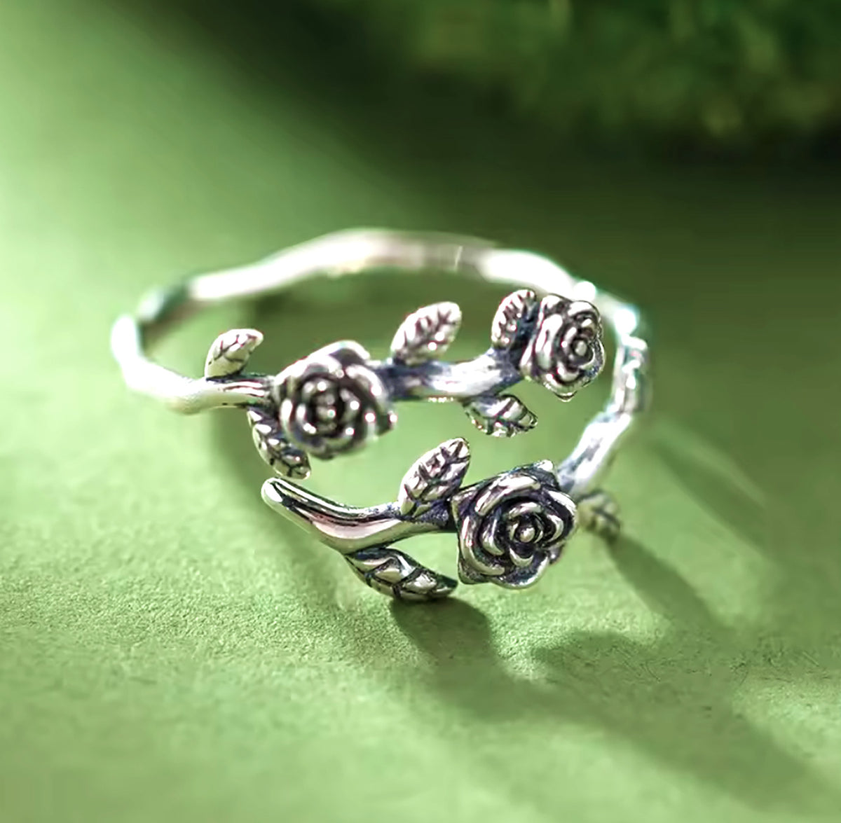 Forever in Bloom – Sterling Silver Rose Adjustable Ring