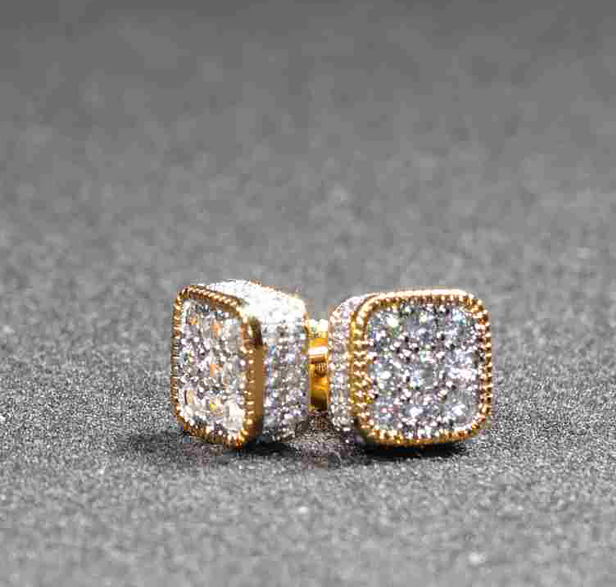 Cushion Radiance CZ Pave Stainless Steel Earrings – Gold and Silver Variations - Silver
