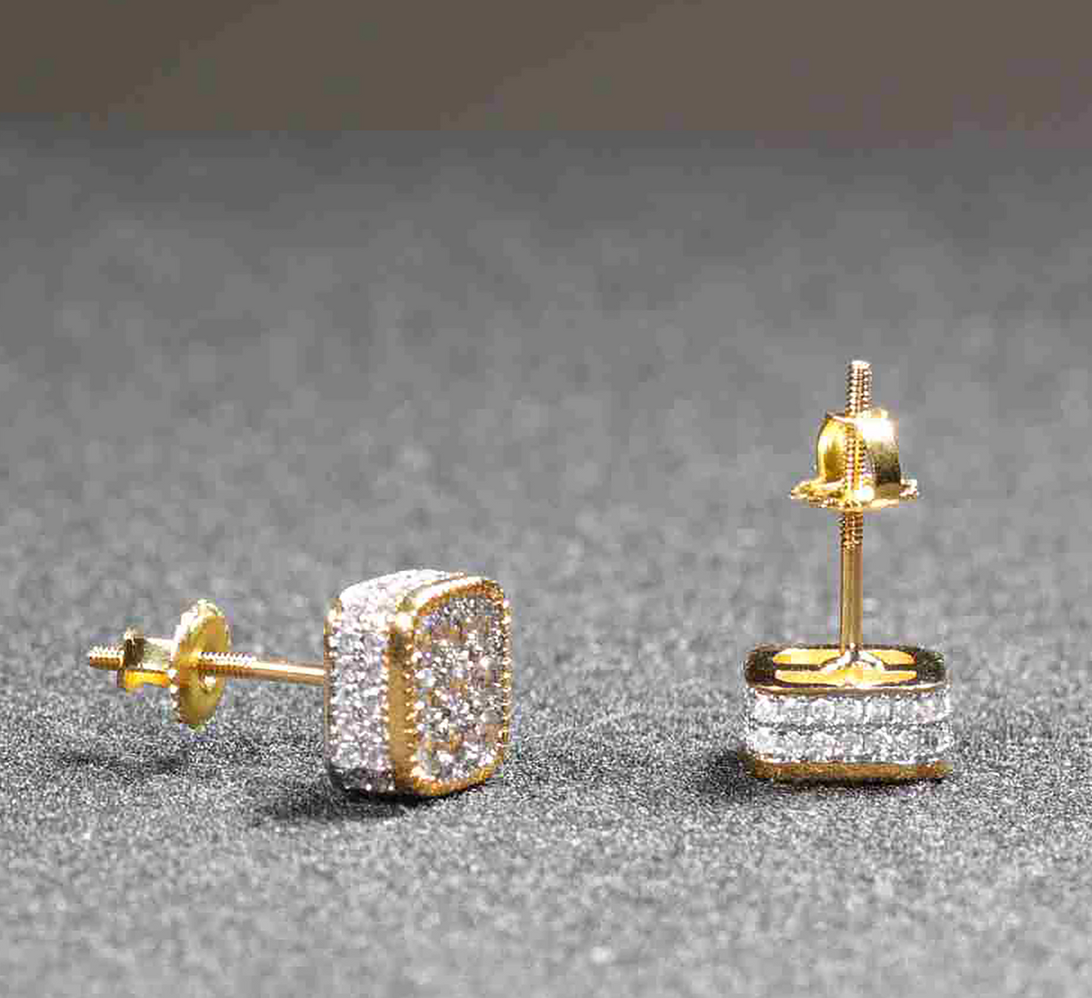 Cushion Radiance CZ Pave Stainless Steel Earrings – Gold and Silver Variations - Silver