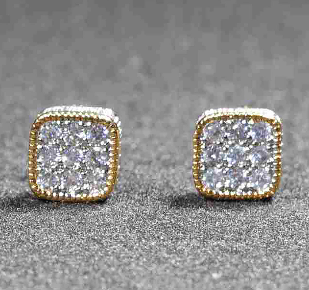 Cushion Radiance CZ Pave Stainless Steel Earrings – Gold and Silver Variations - Silver