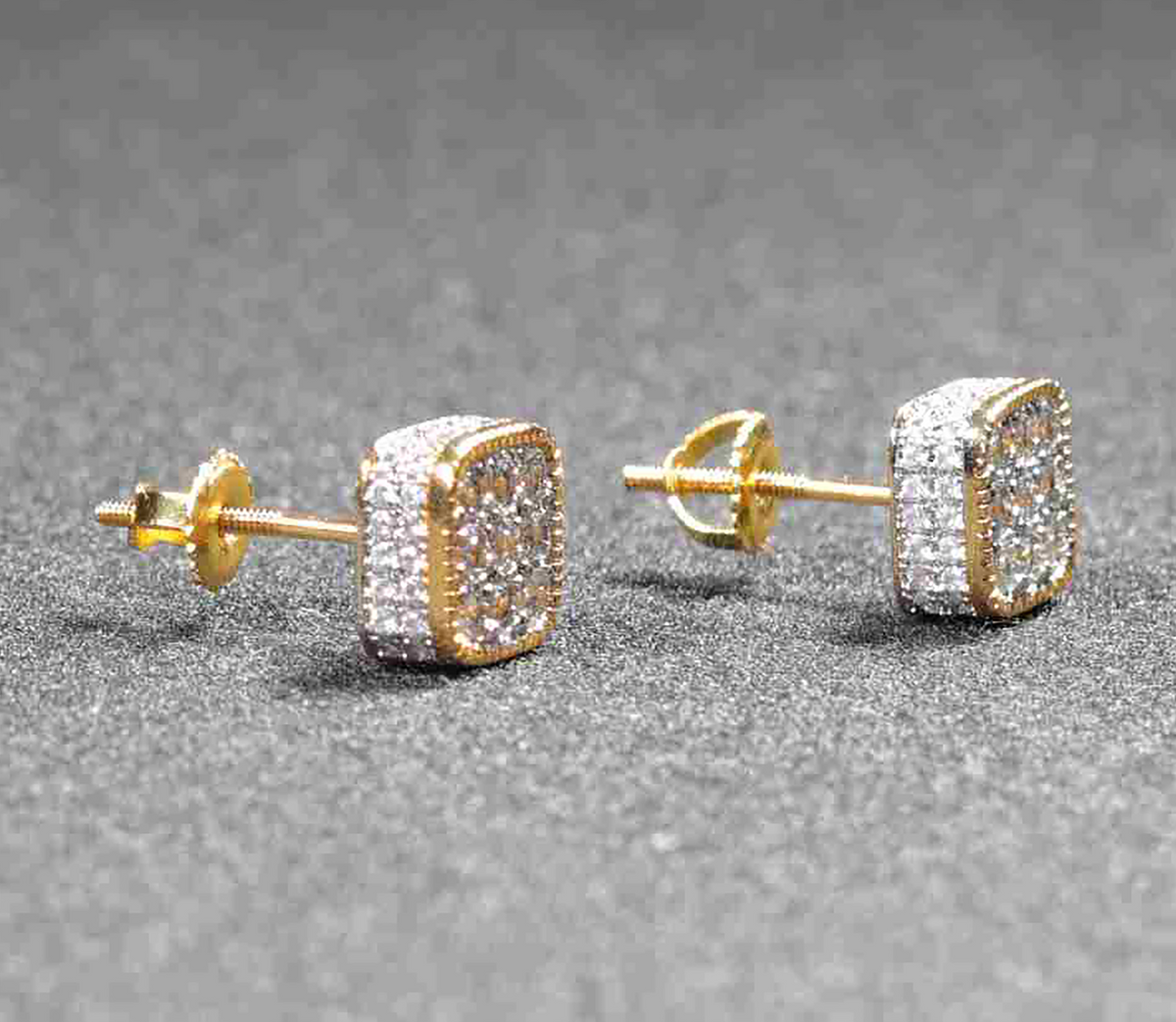 Cushion Radiance CZ Pave Stainless Steel Earrings – Gold and Silver Variations - Silver