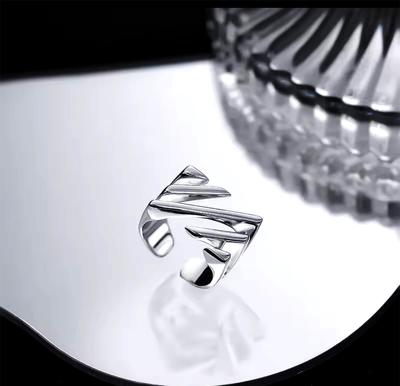 Lines of Love Sterling Silver Adjustable Stripe Cut-Out Ring