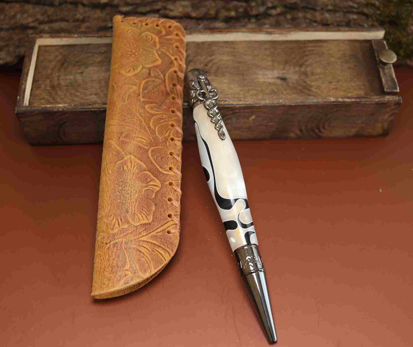 Handcrafted White and Black Acrylic Caduceus Medical Symbol Twist Pen with Gun Metal Hardware – Unique Gift for Healthcare Professionals