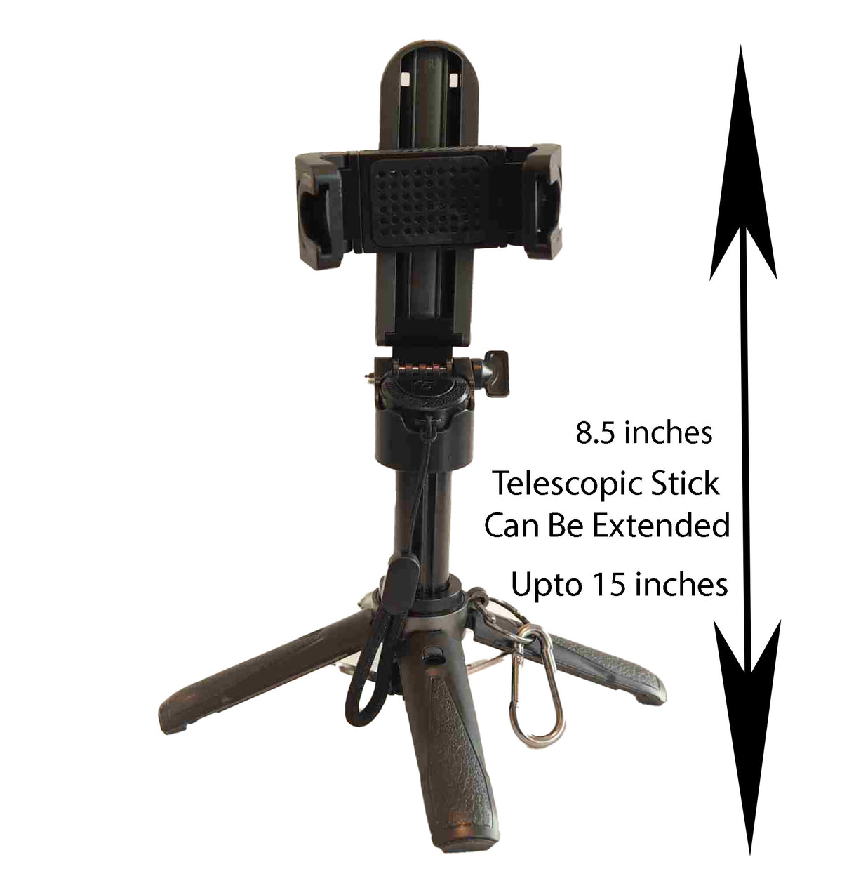 Mini Bluetooth Foldable Tripod Stand with Detachable Selfie Remote – Adjustable Aluminum & ABS Phone Holder, Extendable 4.5" to 15"