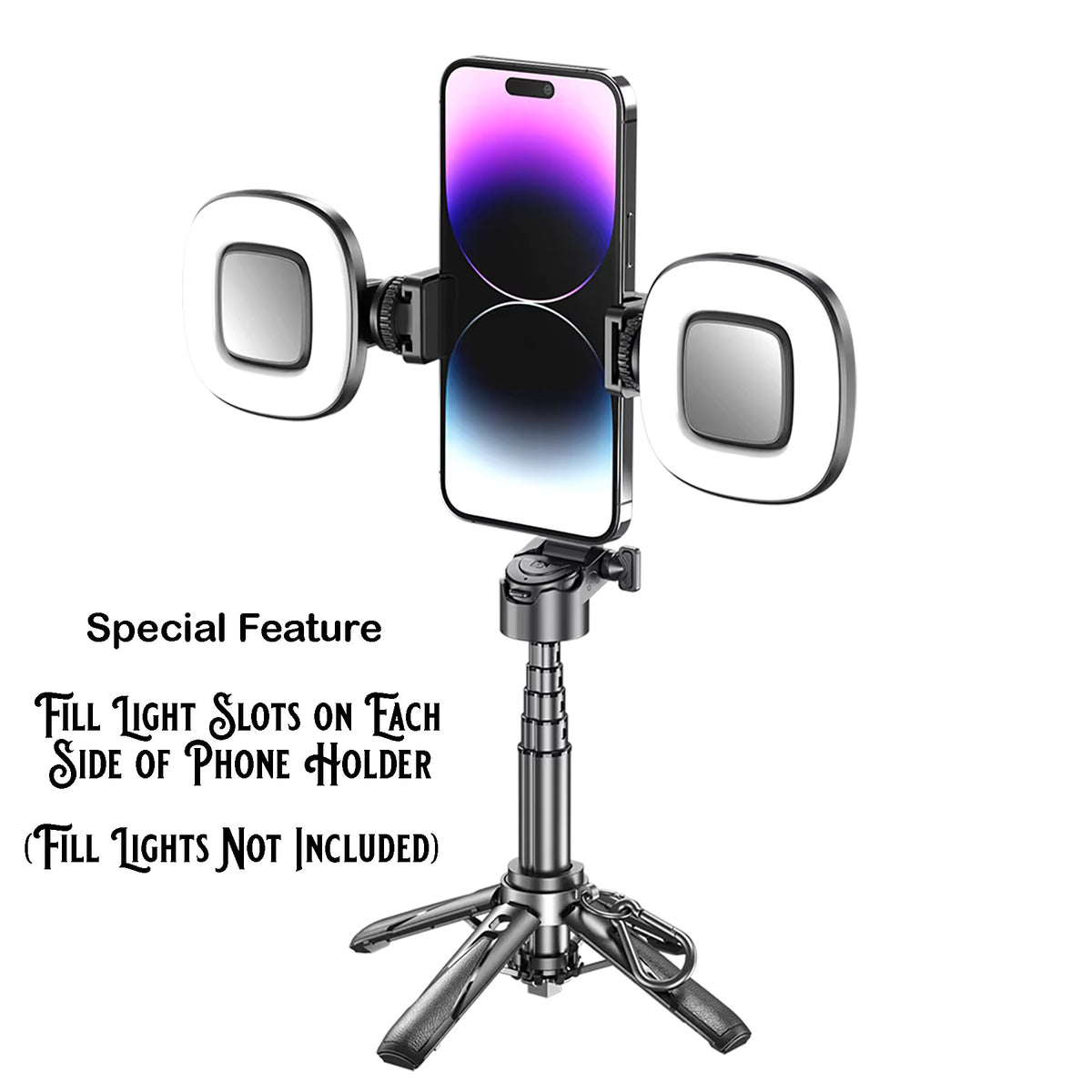 Mini Bluetooth Foldable Tripod Stand with Detachable Selfie Remote – Adjustable Aluminum & ABS Phone Holder, Extendable 4.5" to 15"