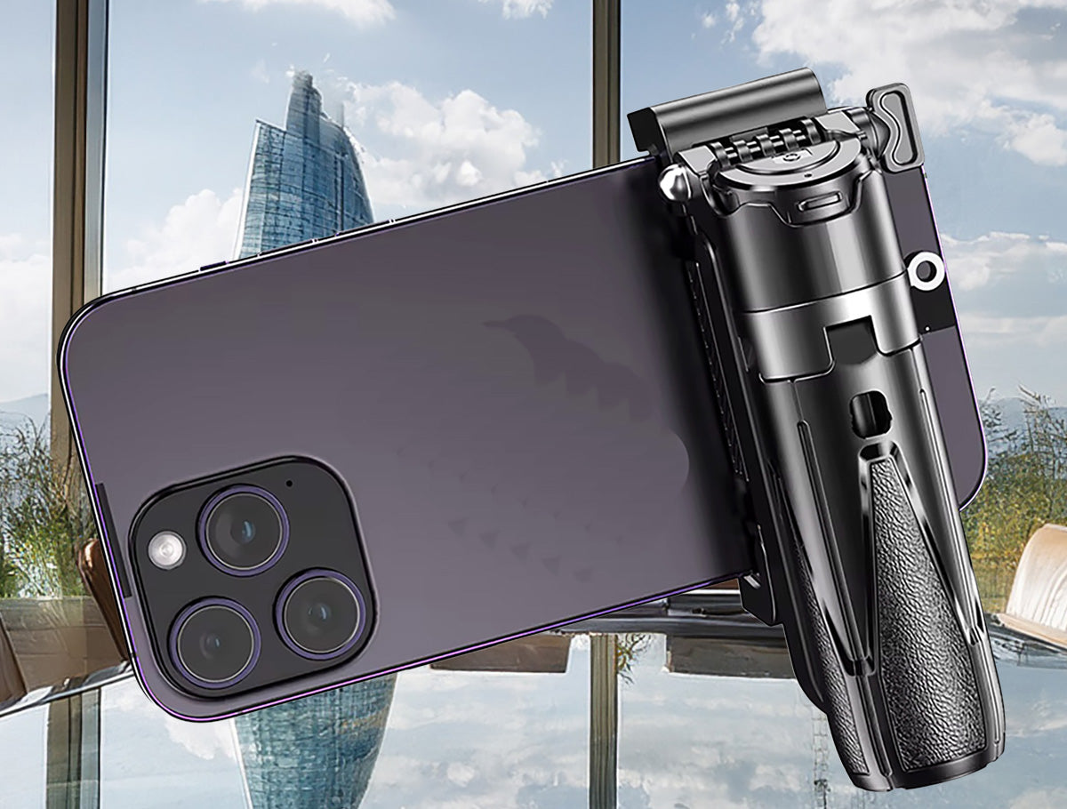 Mini Bluetooth Foldable Tripod Stand with Detachable Selfie Remote – Adjustable Aluminum & ABS Phone Holder, Extendable 4.5" to 15"