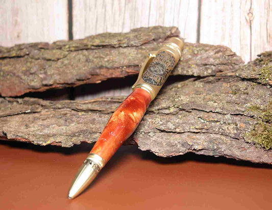Handcrafted Copper Color Acrylic Police Theme Click Pen with Matte Golden Hardware – Unique Gift for Law Enforcement and First Responders