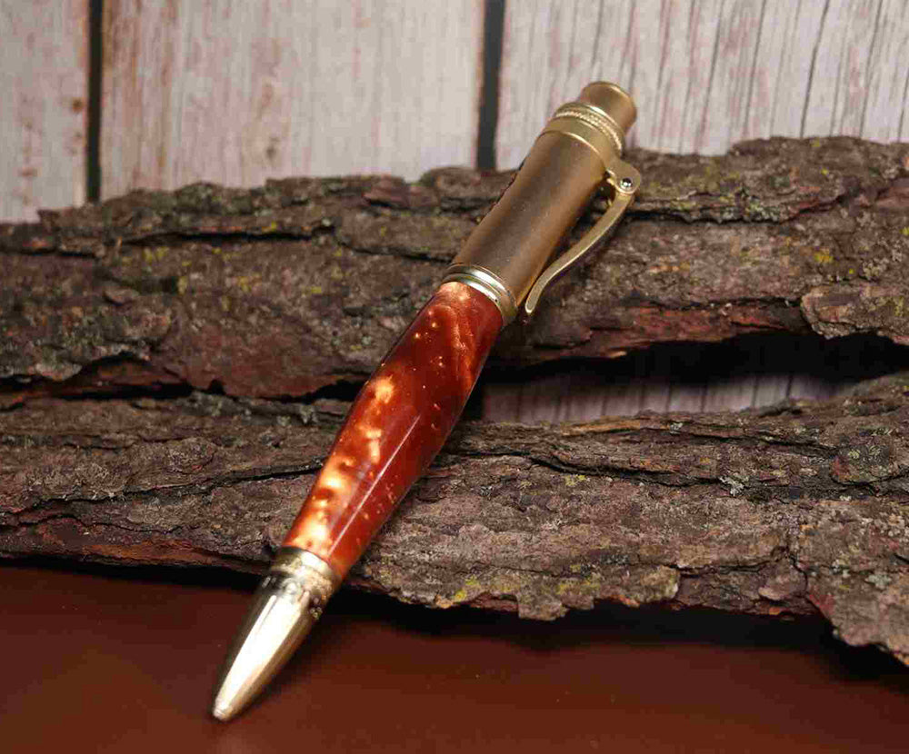Handcrafted Copper Color Acrylic Police Theme Click Pen with Matte Golden Hardware – Unique Gift for Law Enforcement and First Responders