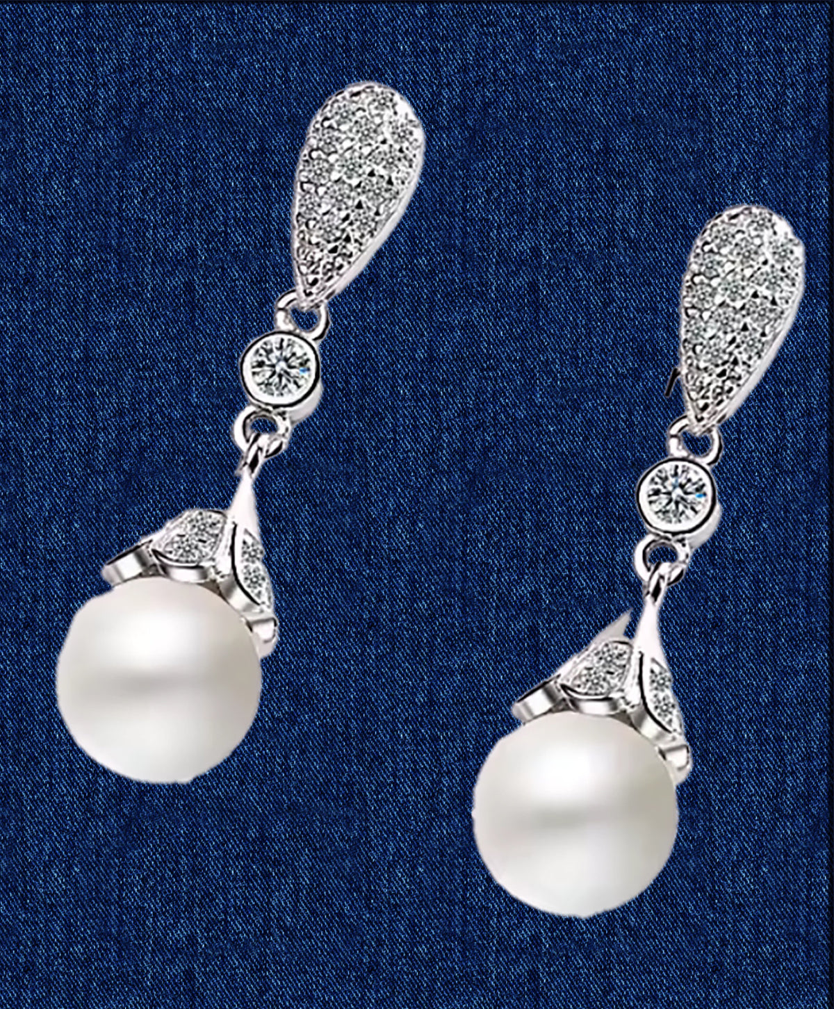 Pure Grace Sterling Silver Freshwater Pearl Dangle Earrings with CZ Sparkle