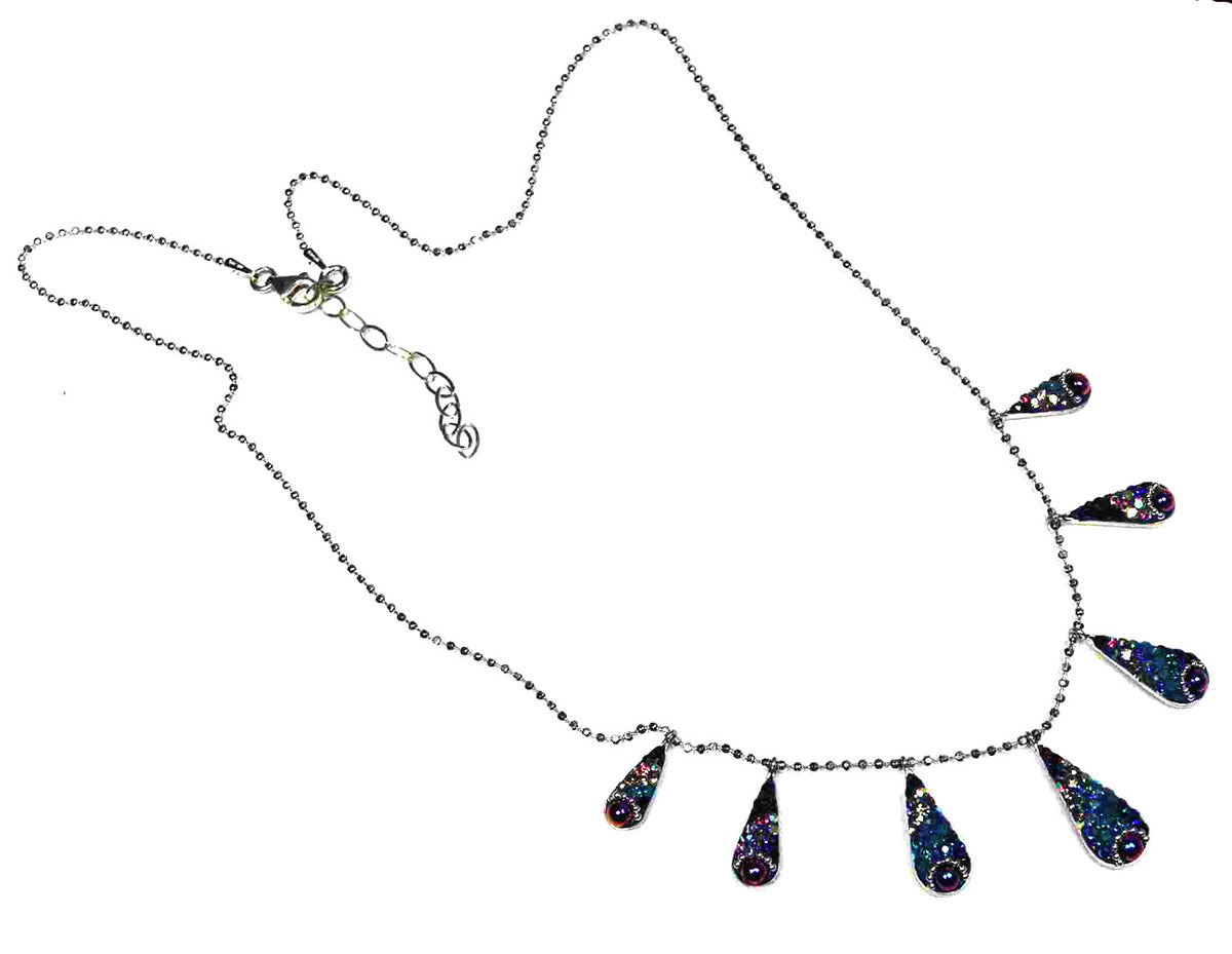 Rainbow Tears Sterling Silver Necklace Pendant on 18-inch Ball Chain