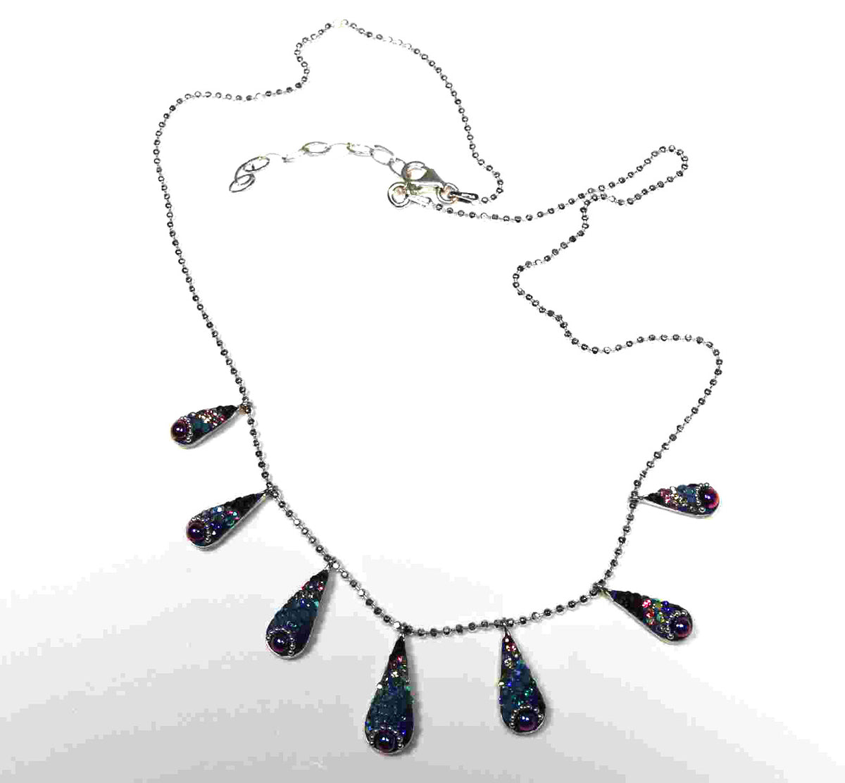 Rainbow Tears Sterling Silver Necklace Pendant on 18-inch Ball Chain
