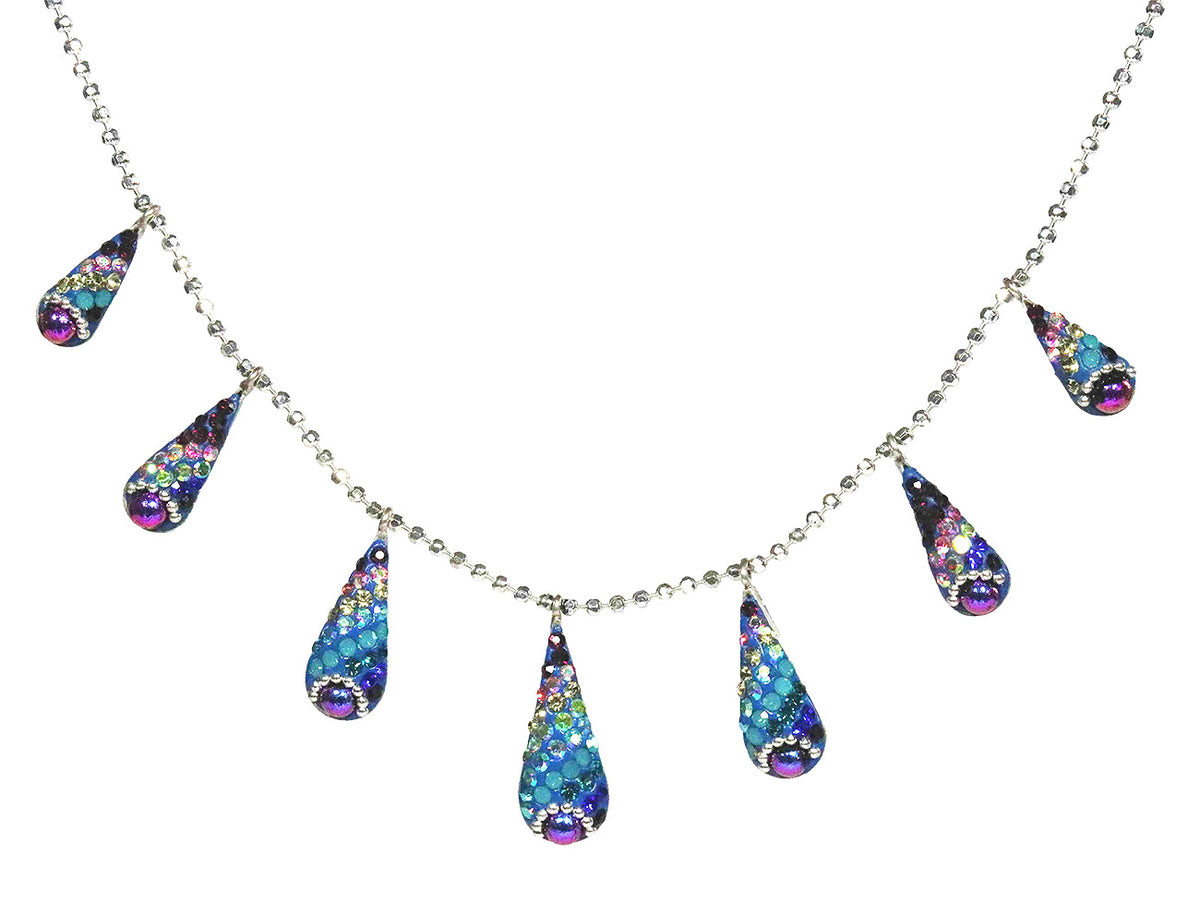 Rainbow Tears Sterling Silver Necklace Pendant on 18-inch Ball Chain