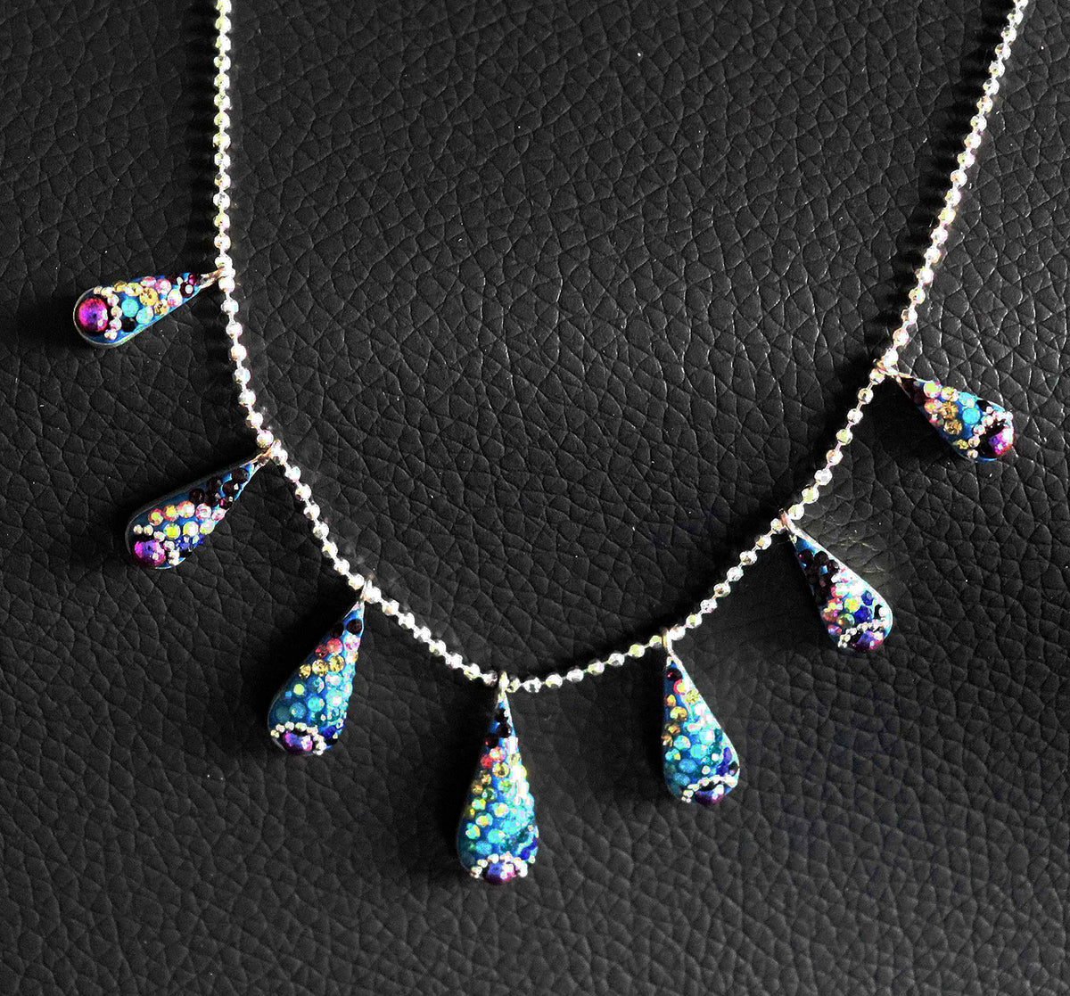 Rainbow Tears Sterling Silver Necklace Pendant on 18-inch Ball Chain