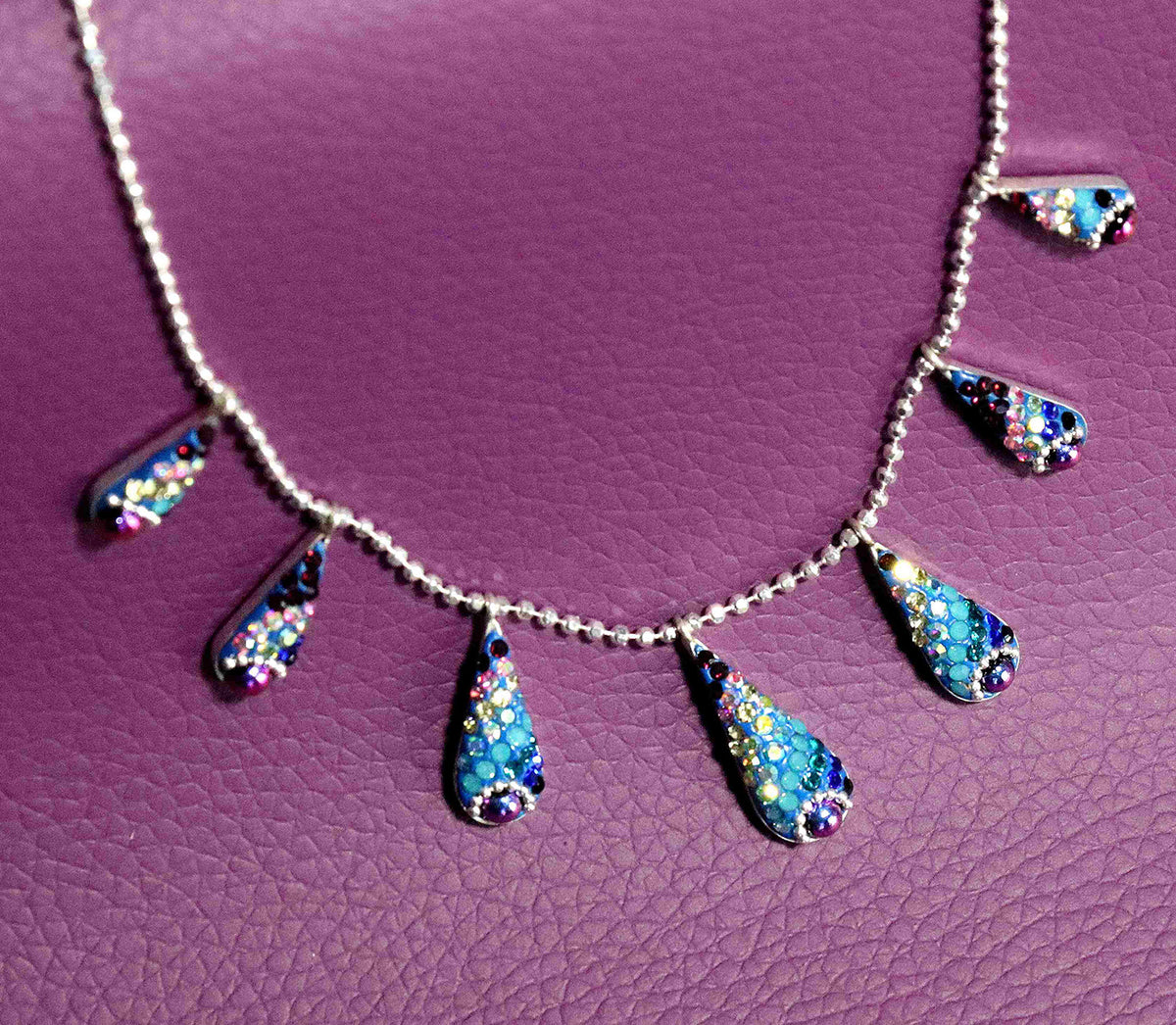Rainbow Tears Sterling Silver Necklace Pendant on 18-inch Ball Chain