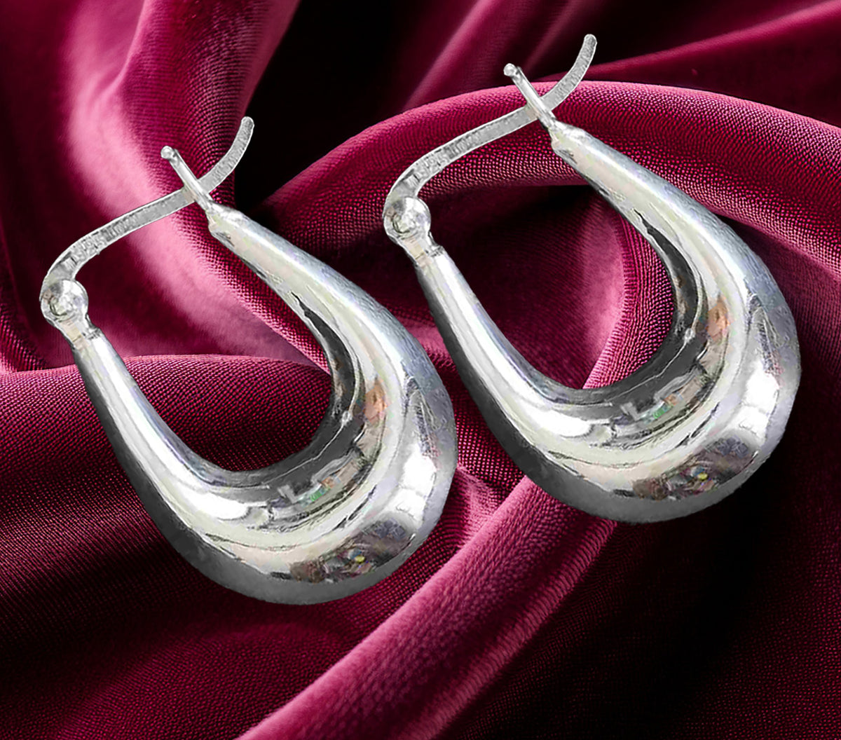 Reversible Sterling Silver Hoop Earrings – Hammered &amp; High Polish Finish