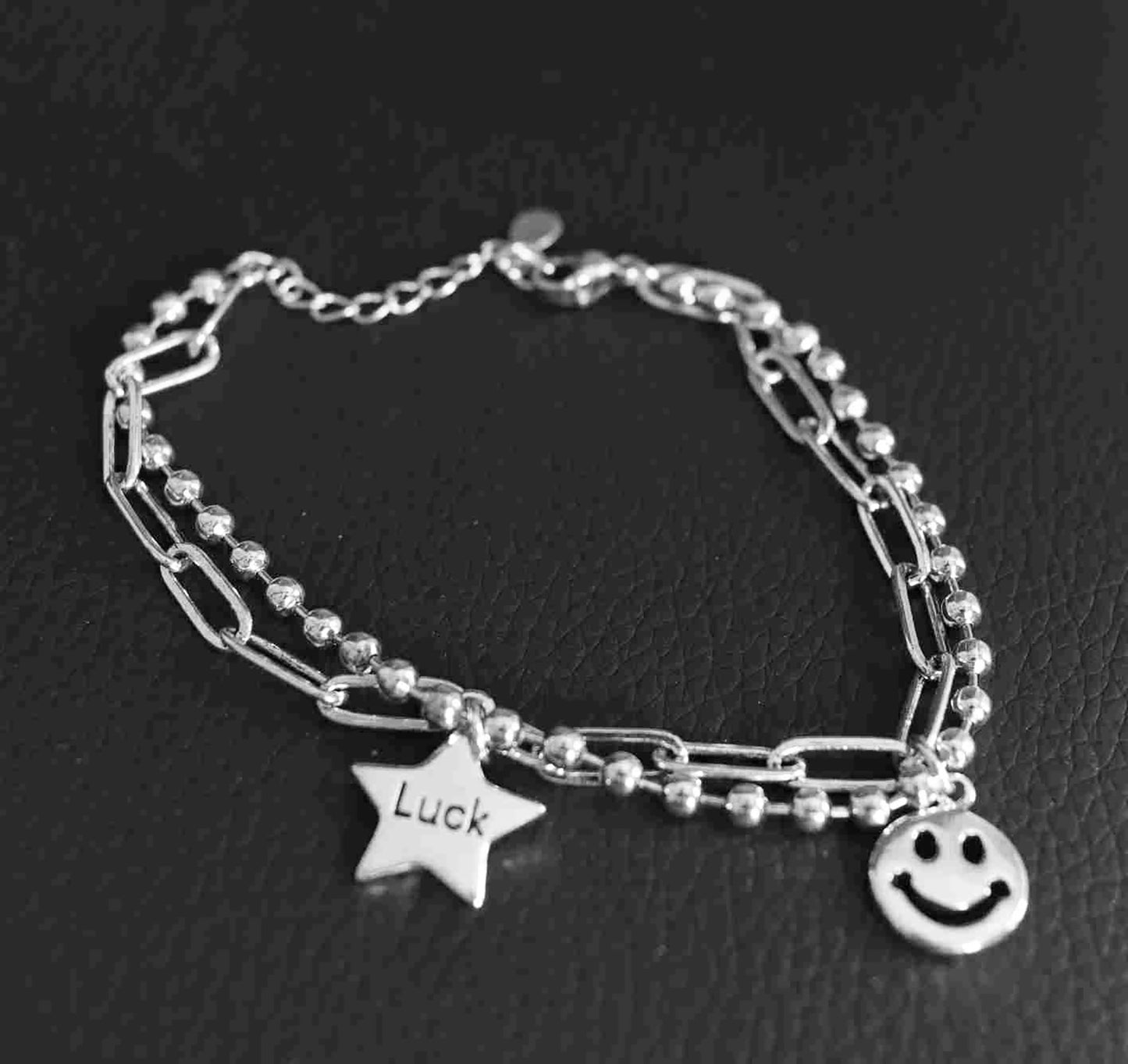Smile; Shine, Sterling Silver Lucky Charm Bracelet