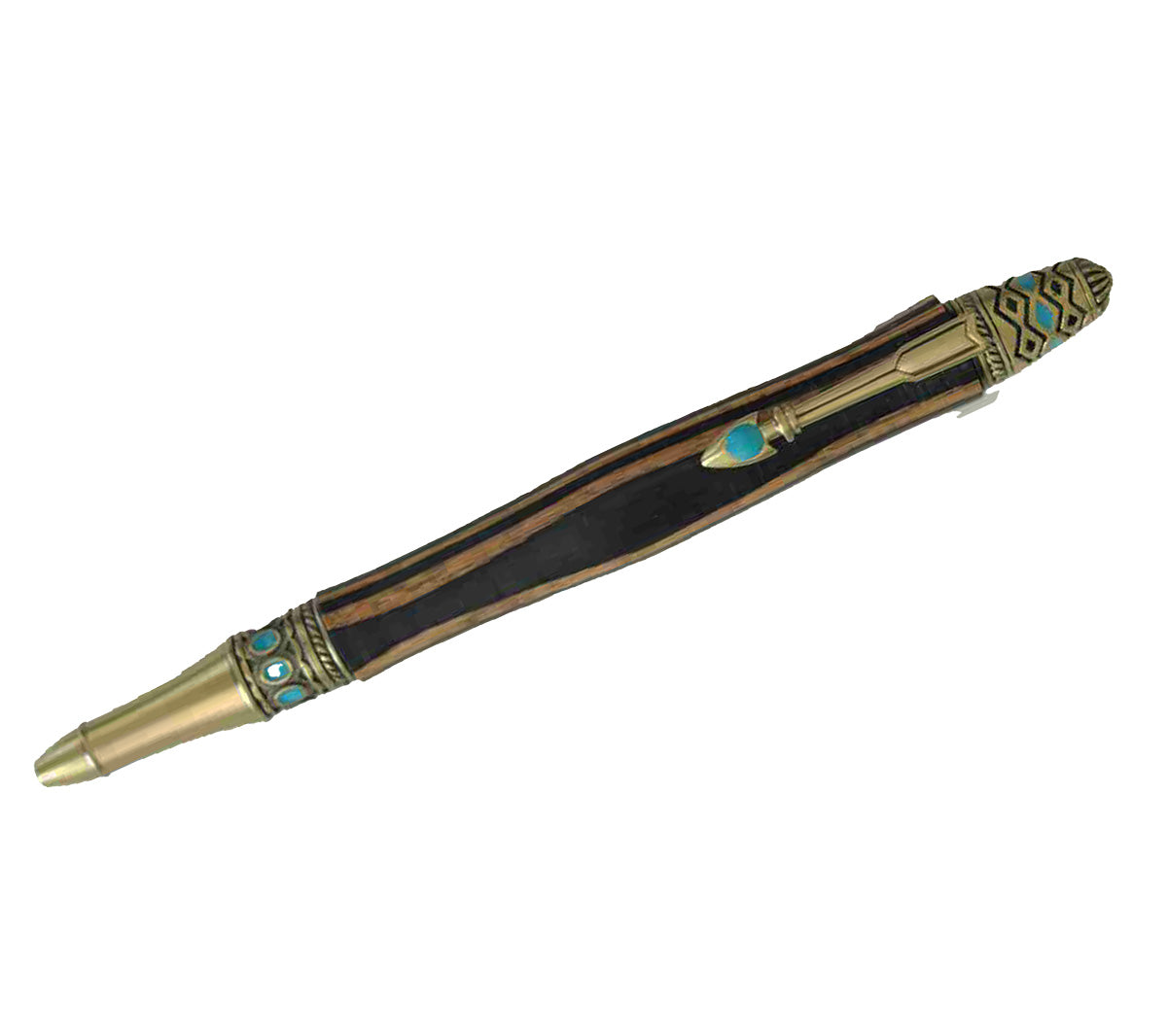 Handcrafted Bohemian Wood Pen – Rustic Brown Grain Wood Twist Pen with Pewter Hardware – USA Artisan