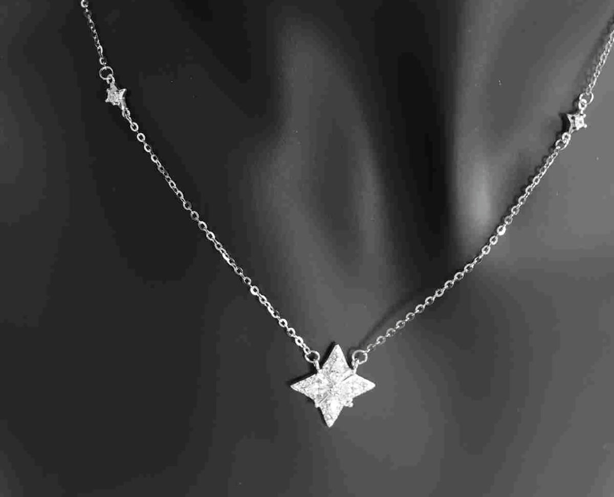 Sterling Silver Square Geometric Designed Round and Baguette CZ Earrings and Pendant Set