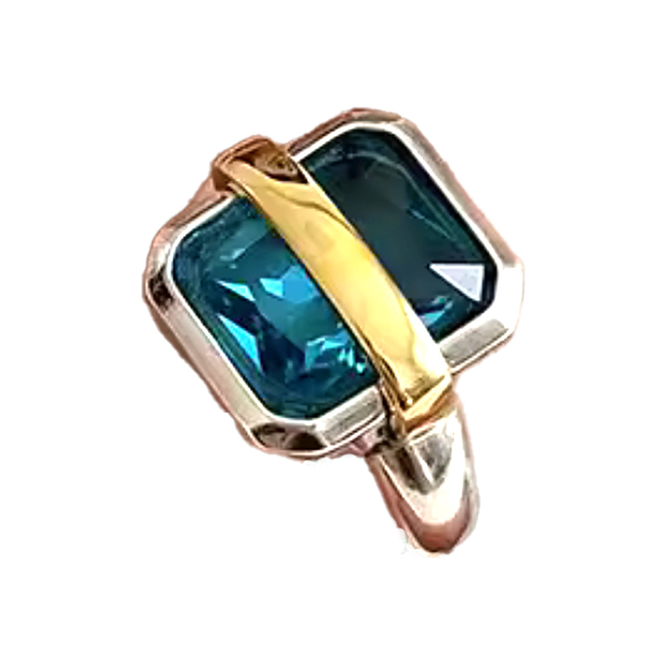 Wrapped in You Sterling Silver Two-Tone Sapphire Blue Adjustable Ring