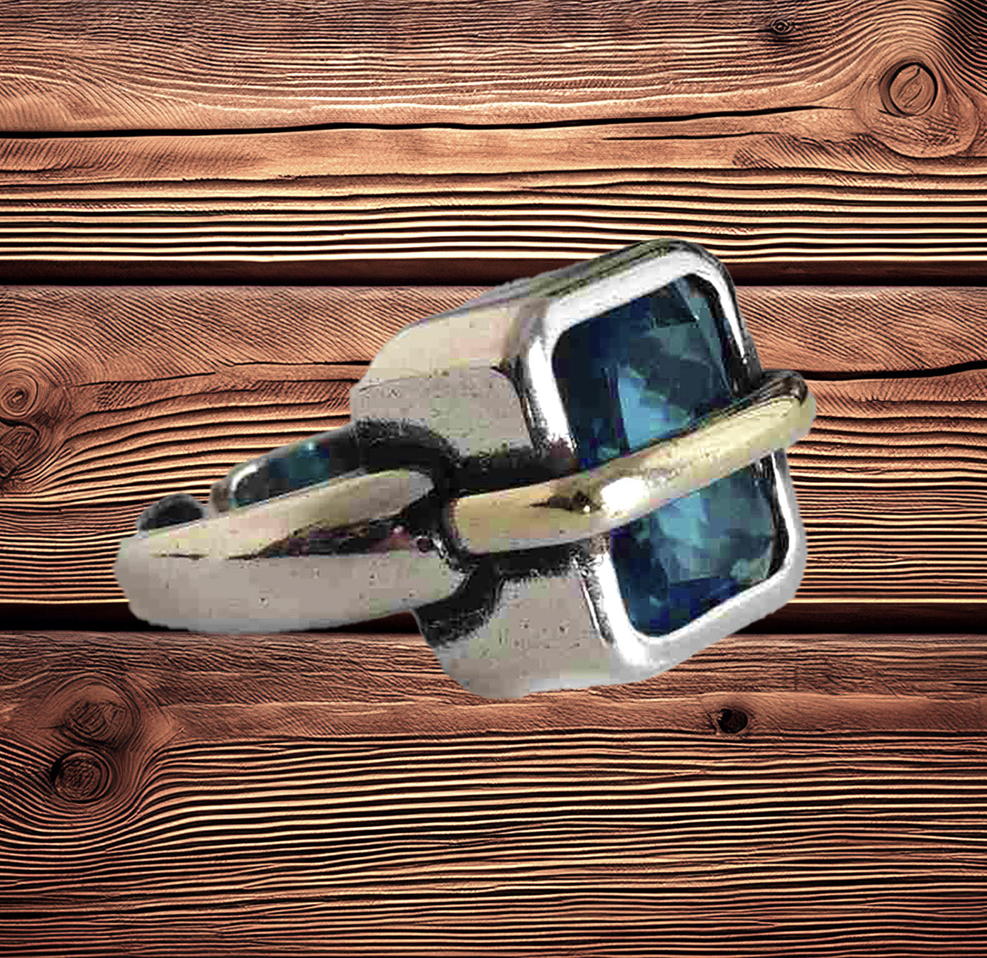 Wrapped in You Sterling Silver Two-Tone Sapphire Blue Adjustable Ring