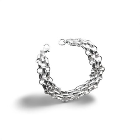 Elegant Sterling Silver Interlocking Links Bracelet