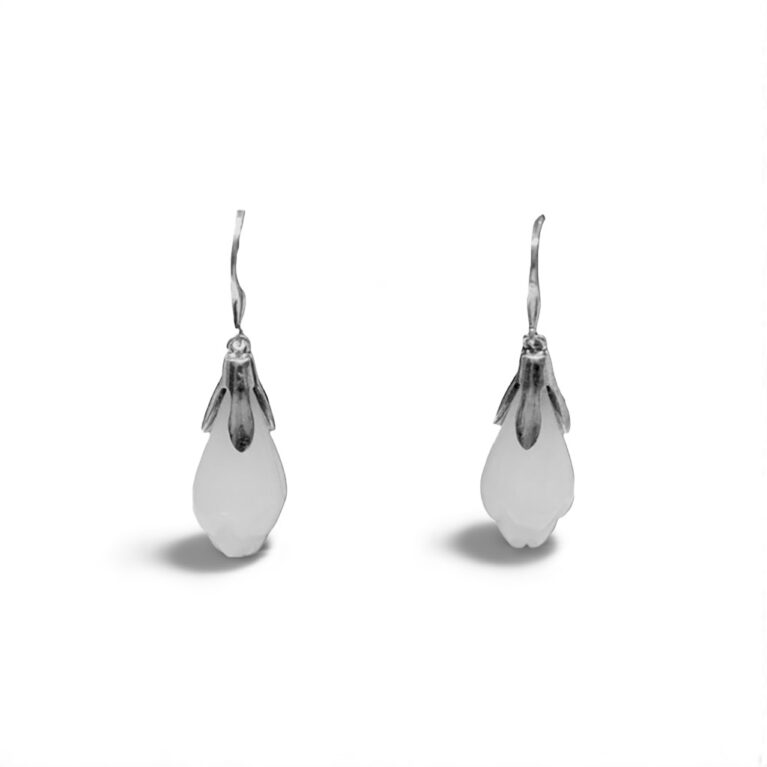 Elegant Sterling Silver Mongolian Jade Drop Earrings