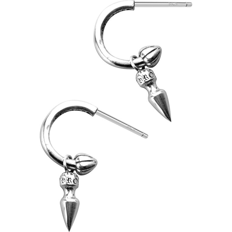 Premium Sterling Silver Hoop Earrings with Beautiful Cone Shaped Charm